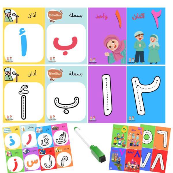 Arabic Islamic Alphabet & Numbers Flashcards