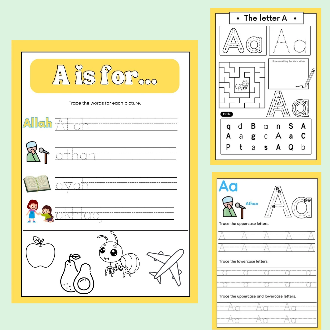 Islamic English Alphabet Workbook for Kids – 80 Pages of Fun & Learning! - Image 2
