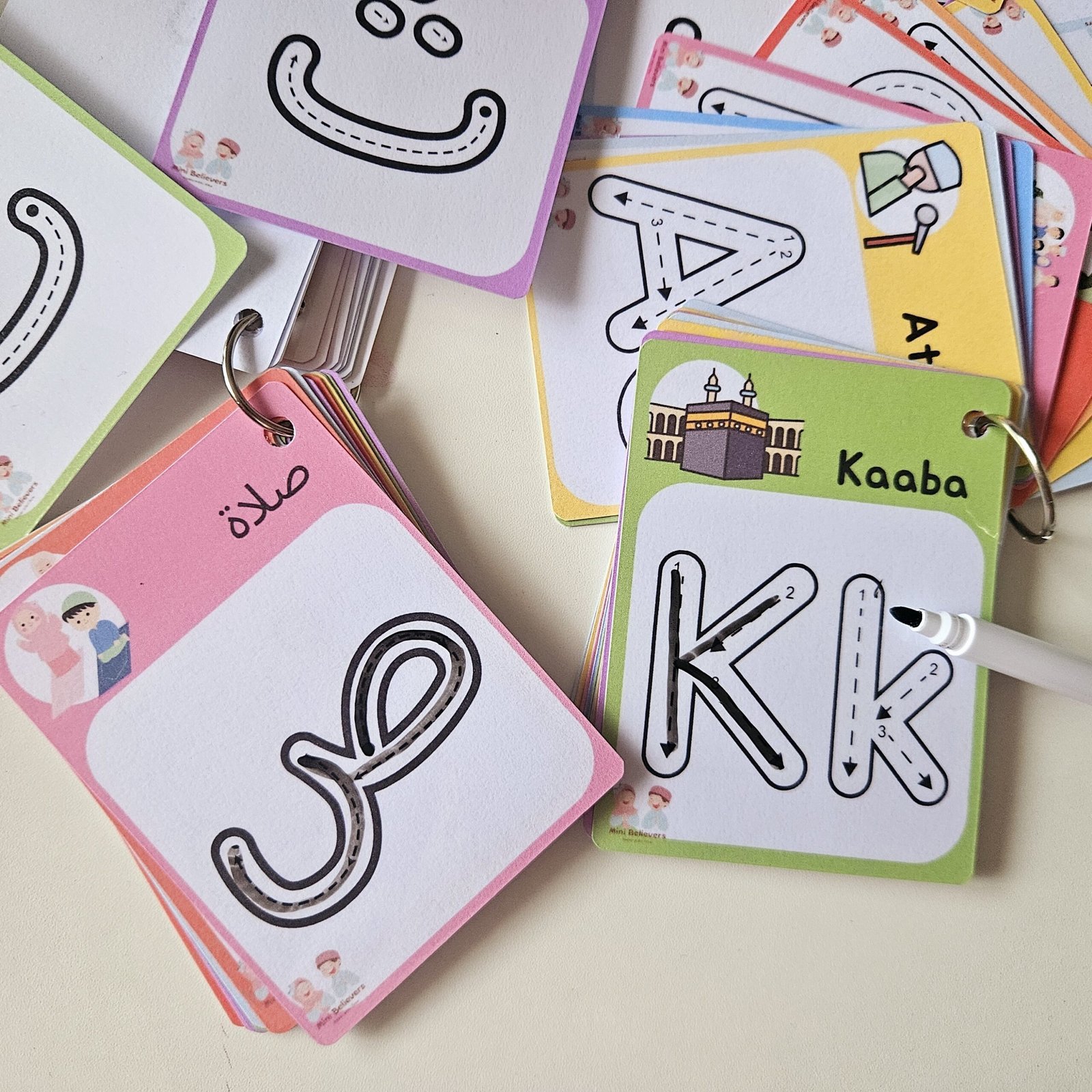 Reusable Arabic & English Alphabet Flashcards with Islamic Words – Dry Erase Learning Set - Image 2